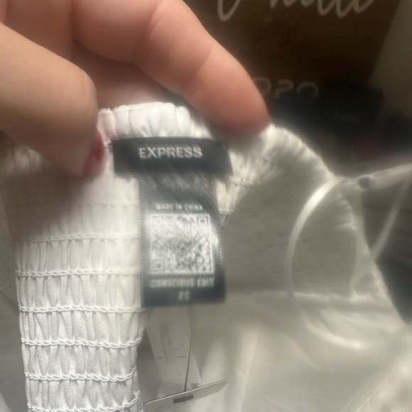 Express Fitted Pleated Bustier Peplum Cami in White - Picture 2 of 4